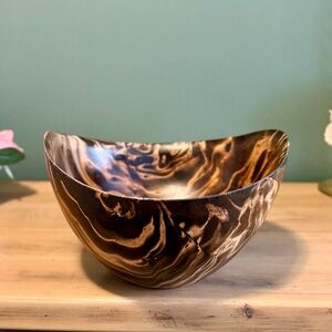 St. Charles Swirl Wood Bowl 10” Decorative Arrow Vibe Rustic Display